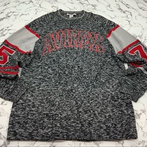 Men's Avirex Grey Red Crewneck Sweater